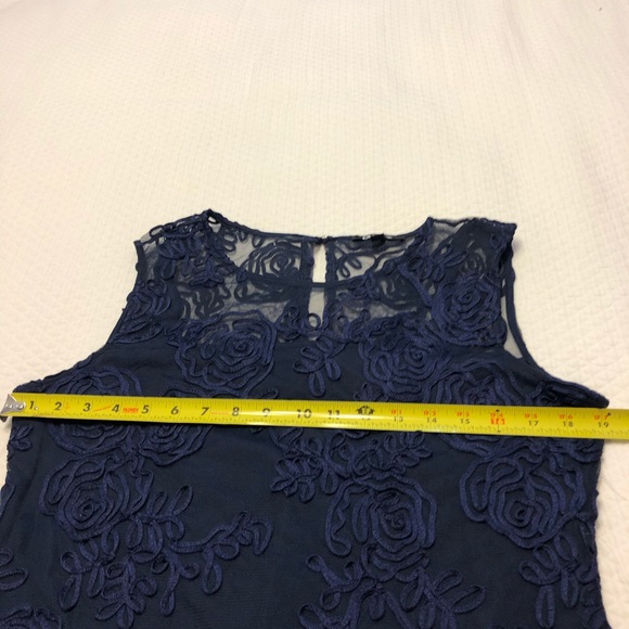 NWT Onyx Nite Navy Floral Lace Soutache Occasion Dress - Picture 8 of 12